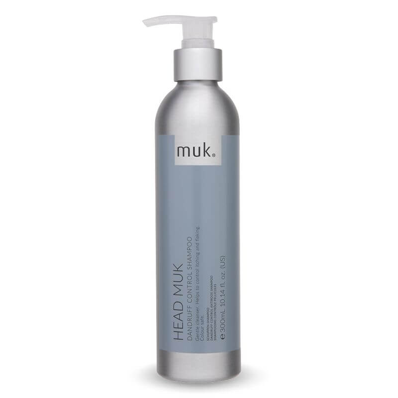 Muk Head Muk Dandruff Control Shampoo in a 300ml silver and grey pump bottle, designed to reduce dandruff and soothe the scalp, ideal for barbers in Cyprus.